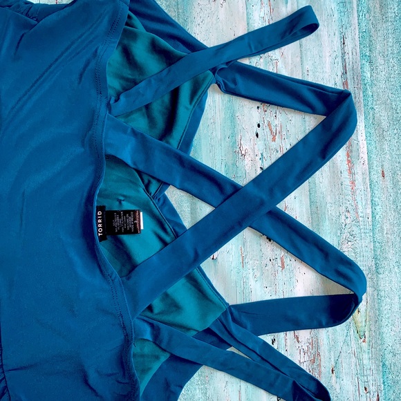 Torrid teal crisscross double strap baby doll top plus size 3x - Picture 3 of 3